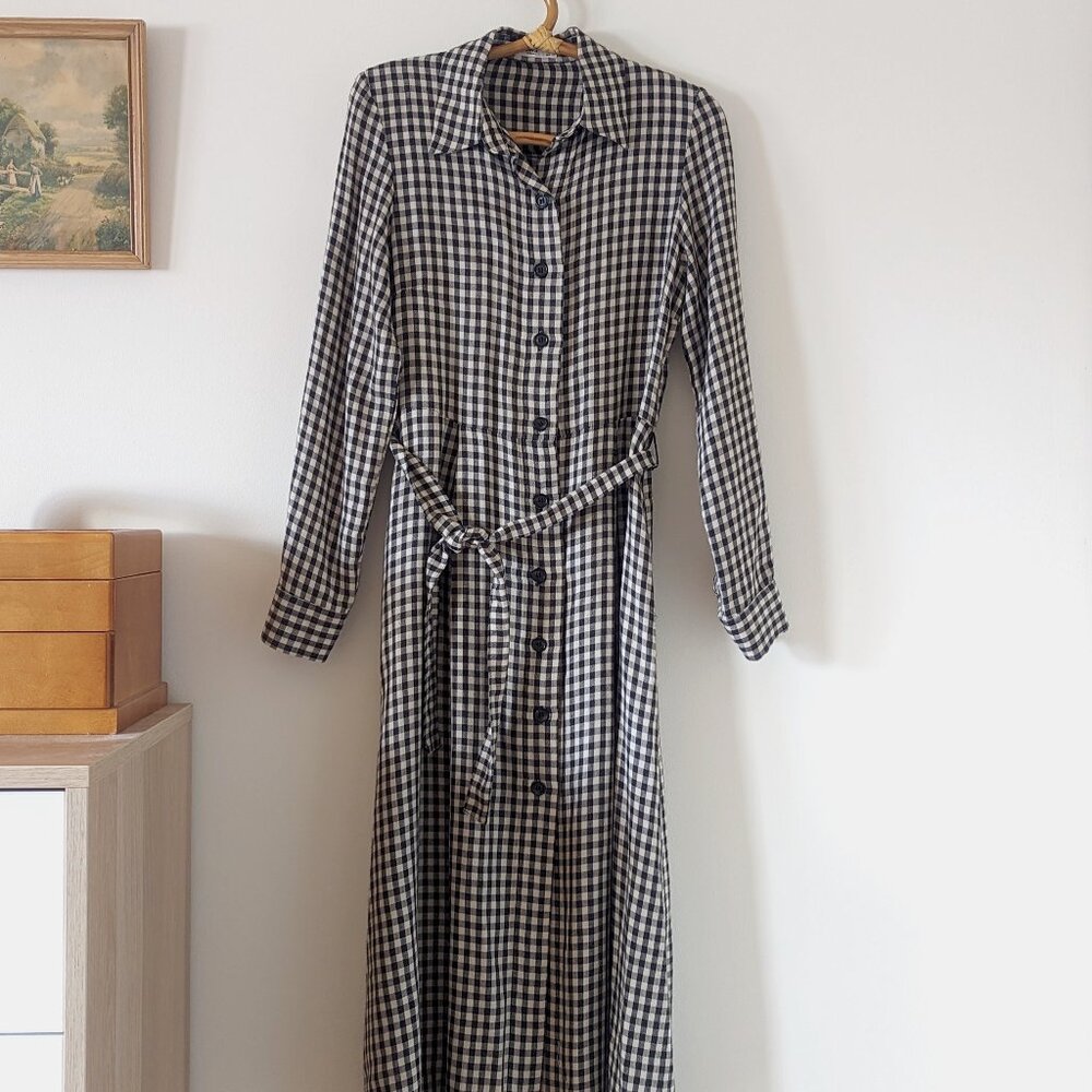 Mango Gingham Midi Dress